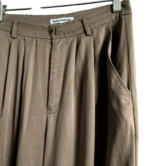 Reformation Mason Pleated 100% Tencel Lyocell-Twill Wide Leg Pants Size 4P - Picture 10 of 16